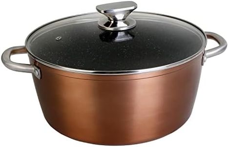WECOOK! Professional High Cooking Pot with Glass Lid 28 cm Induction, Ecological Non-Stick Stone without PFOA, Forged Aluminium, 2.8 mm Thick, Copper, Stainless Steel Handle, Vitroceramic, Gas, Oven