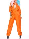 Acrawnni Halloween Jail Costumes Letter Print Long Sleeve Prison Jumpsuit for Adults Toddlers Role-Playing Party Cosplay Outfits (Women, A-Women Orange, S)