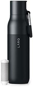 LARQ Bottle Filtered - Insulated Stainless Steel Water Bottle BPA Free with Nano Zero Technology and Long-Lasting Filters (500ml, Obsidian Black)