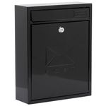 Burg-Wachter MB05BK Black Compact Wall Mounted Galvanised Steel Postbox - 26x33x9cm