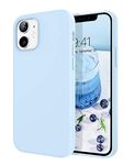 DOMAVER Case Compatible with iPhone 12 Mini, Liquid Silicone Soft Gel Rubber Microfiber Lining Cushion Cover Slim Smooth Protective Phone Cases for iPhone 12 Mini 5G 5.4 Inch (2020), Light Blue