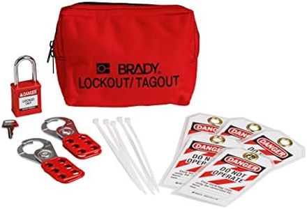 BRADY Electrical Lockout Tagout Kit with Hasps, Loto Tags, 1 Red Safety Padlock | Electrical Lock Out Tag Out Kit - 153668