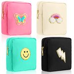 Spiareal 4 Pcs Preppy Patch Makeup Bag Cute Chenille Letter Pouch Cosmetic Makeup Cases Toiletry Bag with Zipper Travel Organizer Stuff Skincare Bags for Women Nurse(Butterfly)