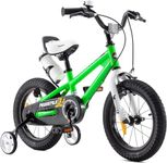 ROYAL BABY FREESTYLE KIDS BIKES WITH STABILIZERS IN SIZE 12” GREEN +WATER BOTTLE AND HOLDER.