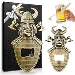 ZONSUSE Magnetic Viking Skull Bottle Opener, Vintage Nordic Style Beer Opener, Unique Shield Bottle Opener, Beer Gifts for Men, Birthday, Father's Day and Halloween Ideas Gifts with Gift Box (Bronze)