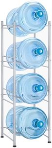 MOOACE 4-Tier Water Jug Rack, 5 Gallon Detachable Water Bottle Holder Organizer Storage Rack, Silver