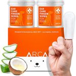 ARCA PET Ear Care Finger Wipes for Dogs - Dog Ear Cleansing Finger Wipes – Pet Ear Cleaning Pads- Gently Dissolves Wax, Dirt & Odor- Coconut Oil & Aloe Vera Extracts Dog Ear Wipes (100 Finger Wipes)