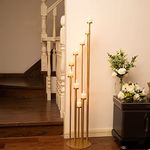 Fullvaseer Gold 9 Arm Candle Holder,Metal Floor Candelabra, Pillar Candle Holders Tall Set for Christmas Wedding Home Halloween Party Decoration(46.3inch)