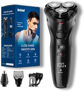 Electric Razor for Men, ShvComf Electric Shaver, Waterproof Wet Dry Cordless Rechargeable Razor for Men Face, Adjustable Speeds, with Nose Hair Trimmer, Sideburns Trimmer
