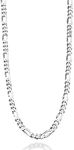 Miabella 925 Sterling Silver Italian 5mm Diamond-Cut Figaro Link Chain Necklace for Women Men, Made in Italy, No Gemstone