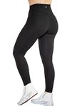 TomTiger Yoga Pants for Women Butt Lifting Yoga Leggings High Waisted Tummy Control Booty Tights Workout (M, Black)