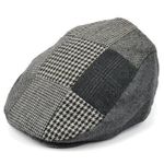 Get Top Marketing Mens Wool Flat Cap with Multicolour Patchwork Check Tweed Herringbone Design Flat Cap with Multicolour Patchwork Design.(Grey Size 57)