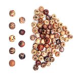 100pcs Natural Printed Wooden Beads,Wooden Beads Macrame Large Hole Beads,Various Pattern Loose Spacer Wood Beads Round Wood Beads for Jewelry Making Bracelet Necklace Hair DIY Decor,Round,10mm