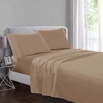 Yorkshire Bedding Flat Sheet King Size 100% Egyptian Cotton 200 Thread Count Hotel Quality Beige Bed Sheets (270 cm x 298 cm)