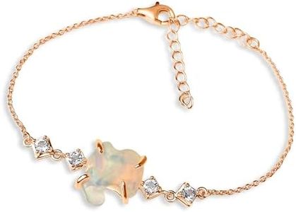 Raw Fire Opal Chain Bracelet October Birthstone Gift for Her on Valentine Birthday Christmas Anniversary Mothers day Uniquelan Jewelry (fire-opal, rose-gold)