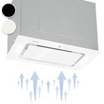 Klarstein Hektor Extractor Hood, Integrated Built in Cooker Hood Kitchen Extractor Fan with LED Light, Touch Control, Timer, 52cm wide, 190 Watt, 530 m³/h Exhaust Air Output, White