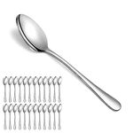 Evanda Dinner Spoons 24 Pieces, Stainless Steel 18.5cm Spoons, Dessert Spoons, Table Spoon, Soup Spoons, Easy to Clean, Dishwasher Safe