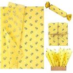 Kavoc 100 Sheet Honey Bee Tissue Paper Spring Summer Tissue Paper Light Yellow Bee Pattern Wrapping Tissue Paper for Birthday Baby Shower Party Favor Decor Craft Gift Packing Bag Box, 13.8 x 19.7