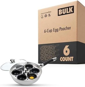 Modern Innovations Egg Poacher Pan Nonstick Stainless Steel Poached Egg Maker with Handle Egg Cooker with 6 Poacher Cups Silicone Spatula 6 Pack