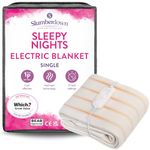 Slumberdown Sleepy Nights Electric Blanket Single - Warm & Cosy 3-Heat Settings BEAB Approved Heated Blanket for Bed - Comfortable, Easy Fit Straps, Machine Washable (135cm x 65cm)