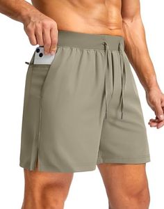 Soothfeel Men's Running Shorts with Zipper Pockets 5 Inch Lightweight Quick Dry Gym Athletic Workout Shorts for Men (Dusty Khaki, XS)
