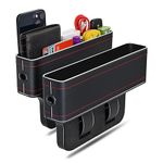 jiaji Car Side Seat Gap Filler, 2 Pack Multifunctional Organizer, Auto Organizer Filler Storage Box Back Console, Front Hold Phones, Coins