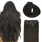 SURNEL Clip in Hair Extensions Color 1B Off Black Clip in Hair Extensions Human Hair 6pcs 100g 14 inch(#1B,14")