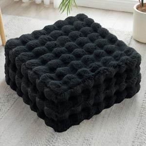 JKMAX 2 Pcs High Density Foam Floor Pillow - Upgraded Large Pillows Seating for Adults - Outdoor Floor Cushion with Soft Tufted Cover - Yoga Pillows for Sitting On Floor - 22 Inch Black