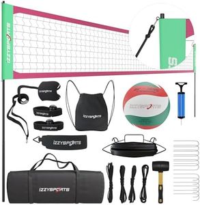 Professional Volleyball Net Set, Easy Setup Regulation Net with Poles, Carrying Bag, Premium Ball, and More - Net for Backyard and Outdoor Beach Games