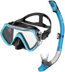 sublue Snorkeling Gear for Adults Anti-Fog Scuba Diving Mask Dry-Top Snorkel Set Scuba Diving Snorkel mask (Sky Blue)