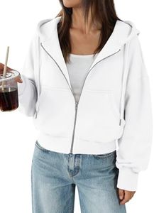 Trendy Queen Zip Up Hoodies For Women Cropped Sweatshirts 2026 Fall Outfits
