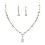 Ever Faith Wedding CZ Jewelry Set for Brides Bridal, Sparkly Cubic Zirconia Teardrop Necklace Earrings Set Clear Gold-Tone