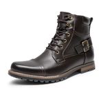 Bruno Marc New York Men's Winter Snow Boots Waterproof Casual Leather Dress Motorcycle Ankle Boots,Size 8,Dark/Brown,Philly-3