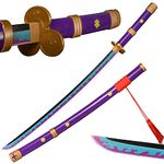 Sword Warrior Roronoa Zoro Sword 100 cm Wooden Sword, Wooden Katana Japanese Anime, Cosplay Sword Yama Enma Purple