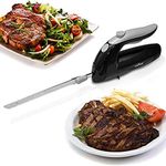 NutriChef Upgraded Premium NutriChef Electric Knife - 8.9" Carving Knife, Serrated Blades, Lightweight, Ergonomic Design Easy Grip, Easy Blade Removal, Great For Thanksgiving, Meat & Cheese, Black -