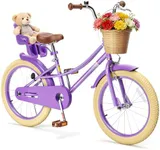 Glaf Toddler Girls Bike for 2-12 Years Old 12 14 16 20 Inch Girls Bike with Training Wheels and Baby Doll Seat Kids Bike Bicycle with Adjustable Seat Handlebar (20 Inch with Kickstand, Purple)