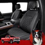 Liner Master® Full Set Seat Covers for Chevrolet Chevy Silverado GMC Sierra Pickup 2007-2021 2022 2023 2024 1500 2500HD 3500HD Trail Boss Z71 Crew, Double, Extended Cab Truck Black Leather Accessories