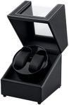 Mcbazel Watch Winder for Automatic Watches, Double Automatic Watch Winder Box with Quiet Japan-made Motor, Automatic Watch Display Storage Rotation Wristwatch Box with 2 Slots (Black PU Leather)