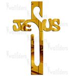 Wall1ders Jesus Cross (Pack of 1), Mirror Stickers for Wall, Acrylic Mirror Wall Decor Sticker, Wall Mirror Stickers, Acrylic Stickers, Wall Stickers for Hall Room, Bed Room, Kitchen. (Golden)