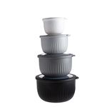 COOK WITH COLOR Prep Bowls with Lids- 8 Piece Nesting Plastic Small Mixing Bowl Set with Lids (Black Ombre)