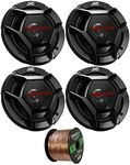 JVC 4X drvn DR Series 6.5" 300W Max Power Car Audio 2-Way Coaxial Vehicle Speakers Bundle Combo with 50 Ft 16 Gauge Audio Speaker Wiring