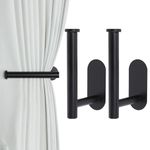 Groleca 2 Pack Adhesive Curtain Holdbacks Curtain Tie Backs Curtain Holdbacks No Drill Curtain Pull Backs Adhesive Curtain Hooks Curtain Holders for Drapes (2, Black)