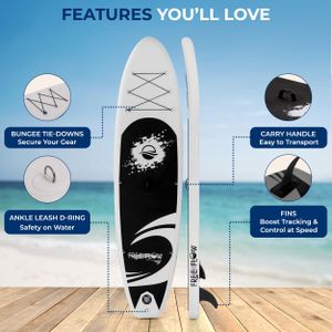 SereneLife Inflatable Stand Up Paddle Board – Non-Slip Deck, Wide Stance, SUP Kit with Backpack