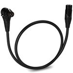 LyxPro 1.5 Feet Right Angle XLR Female to Male 3 Pin Mic Cord for Powered Speakers Audio Interface Professional Pro Audio Performance Camcorders DSLR Video Cameras and Recording Devices - Black