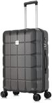 ATX Luggage 24" Medium Suitcase Super Lightweight Durable ABS Hard Shell Suitcase with 4 Dual Spinner Wheels and Built-in TSA Lock (Gun Metal Grey, 65 Liter)