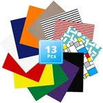 HTVRONT HTV Heat Transfer Vinyl Bundle: 13 Pack 12" x 10" Iron on Vinyl for T-Shirt, 12 Assorted Colors HTV Vinyl with Teflon Sheet for for All Cutting Machine or Heat Press Machine