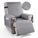 TAOCOCO Recliner Slipcovers,100% Waterproof Recliner Chair Covers with Pockets,Sofa Slipcover for Recliner Chair,Chair Non Slip Cover for Pets/Kids with Elastic Strap (Grey, Triple Non-slip)