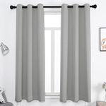 Eyelet Curtain,Opaque 75%-95% Blackout Thermal Curtain,Cold and Heat Insulation Decorative Curtain Heat Protection Curtain Winter Summer (Width x Height) W180 x H260cm Grey 1PCS