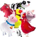 6PCS Mylar Animal Shaped Balloons – Farm Animal Shapes Mylar Balloons for Farm Party Cowboy Balloons Cowgirl Balloons Walking Animal Balloons Farm Animal Balloons Animals Birthday Party Decorations