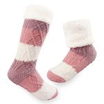 Slipper Socks, Fuzzy Soft Warm Socks Fluffy Stuffers Winter Slipper Scoks for Women Girls (Purple&Pink)